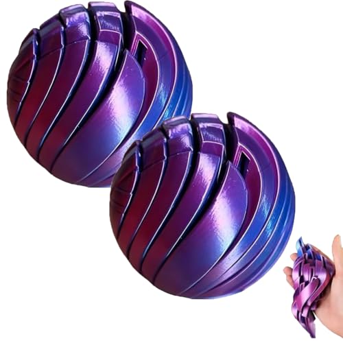 3D Printing-Slime Ball Fidget Toy, 3D Printed Gear Ball Liquid Flow Sensory Fidget Toy, Gear Sphere Toys Stress Relief Adults for Anxiety Autism Office Travel Classroom(Purple*2pcs)