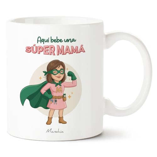 Manahia - Taza Mamá - Aquí bebe una súper mamá | Regalo Original Hijos, Supermamá - Idea Sorpresa Día de la Madre, Navidad | Caja Regalo Kraft Manahia - Taza Mamá - Aquí bebe una súper mamá | Regalo Original Hijos, Supermamá - Idea Sorpresa Día de la Madre, Navidad | Caja Regalo Kraft