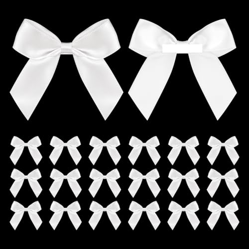 White Satin Ribbon Bows - 2