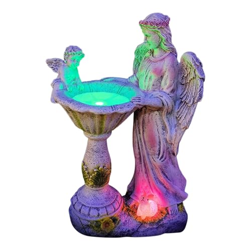 Estatua de ángel de jardín con luz solar en resina