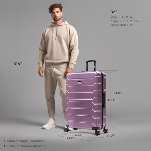Image of InUSA TREND Luggage with Spinner Wheels | Durable lightweight Hardside Suitcase, Travel Bag with Handle and Trolley | 32-inch Extra-Large Checked luggage | Rose Gold