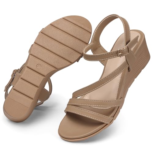 Image of SHIBEVER Wedge Sandals for Women Dressy: Comfortable Low Heel Sandal