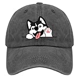 Cute Siberian Husky Dog Hats Vintage Cotton Washed Baseball Caps Adjustable Dad Hat Crazy Funny