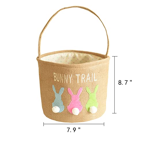 INough Easter Basket Egg Buckets Jute for Kids Rabbit Baskets with Cute Ears, Easter Baskets Stuffers for Babies Bunny Trail Bags Easter Totes for Party by INough - Image 5
