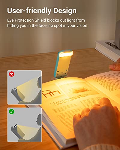 Image of DEWENWILS Book Reading Light with Clip, USB rechargeble Booklight for Reading in Bed, Clip on Book Lamp, Brightness Adjustable, Sleep Aid Light, Warm White (Blue)