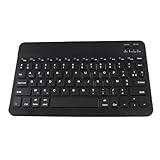 Sanpyl 10in Ultra Thin Bluetooth French AZERT Keyboard, Scissor Slim Multifunctional Keyboard for Tablet Phone Computer (Black)