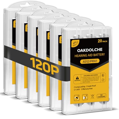 Piles pour appareils auditifs 312 durables sans mercure 120 pcs