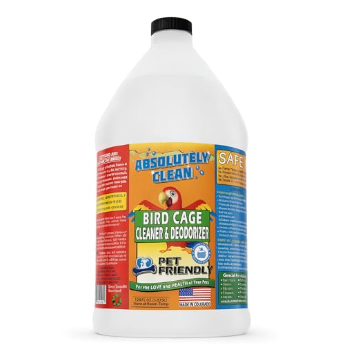 Absolutely Clean Amazing Bird Cage Cleaner and Deodorizer - Just Spray/Wipe - Safely & Easily Removes Bird Messes Quickly and Easily - Made in The US - Fragrance Free - 128oz Gallon