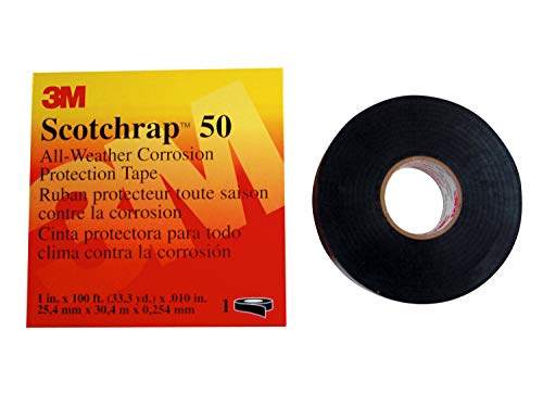 3M Scotchrap Vinyl Corrosion Protection Tape 50, Unprinted, 1-1/2 in x 100 ft, Black, 1.5 in core