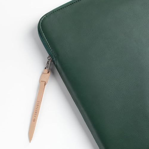 Image of Comfyable Slim Protective Laptop Sleeve Compatible with 13 /13.3 /14 Inch MacBook Air & MacBook Pro, Mac Travel Case, Laptop Pouch, Slim PU Leather Cover M4 /M3 /M2 /M1 2025-2021, Midnight Green