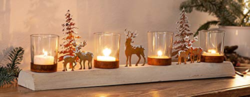 Dekoleidenschaft Lichterboard „Winterlandschaft“ für 4 Kerzen, Halter...