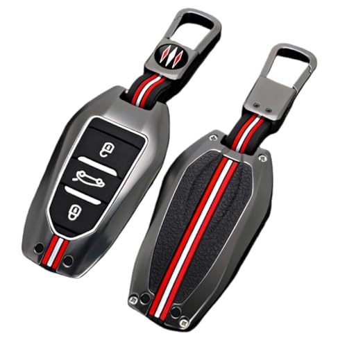 Happyit Funda de aleación de Zinc para llave de coche accesorio para Peugeot 2008 3008 4008 5008 308 408 508 Citroen C1 C2 C4 C6 C3 XR Picasso Grand DS3 DS5 (Mate+Hebilla cuadrada ﻿)