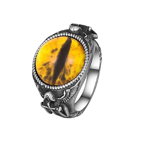 Evil Eye Ring,Retro Ghost Claw 3 color Evil Eye Titanium Steel Ring For Men，Gothic Jewelry Dragon Claw Devil Eye Rings, Black 316L Stainless Steel Mens Ring (10, blue)4