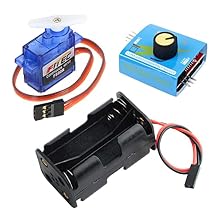 Micro Servo Tester Kit, FS90R 9g Servo Motor 360+3CH Digital Servo Tester ESC Speed Controller Checker+AA Battery Holder Case