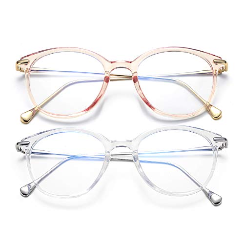 Image of COASION Blue Light Blocking Glasses for Women Vintage Round Anti Blue Ray Computer Game Eyeglasses Small Face