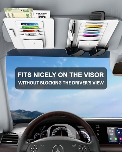 Image of FEDUS Premium Car Organiser and Storage Car Document Holder, Sunglasses Holder for Car, Car Sun Visor Organizer Car all New Accessories Multipocket Pouch Auto Interior Accessories for Truck, SUV, Van