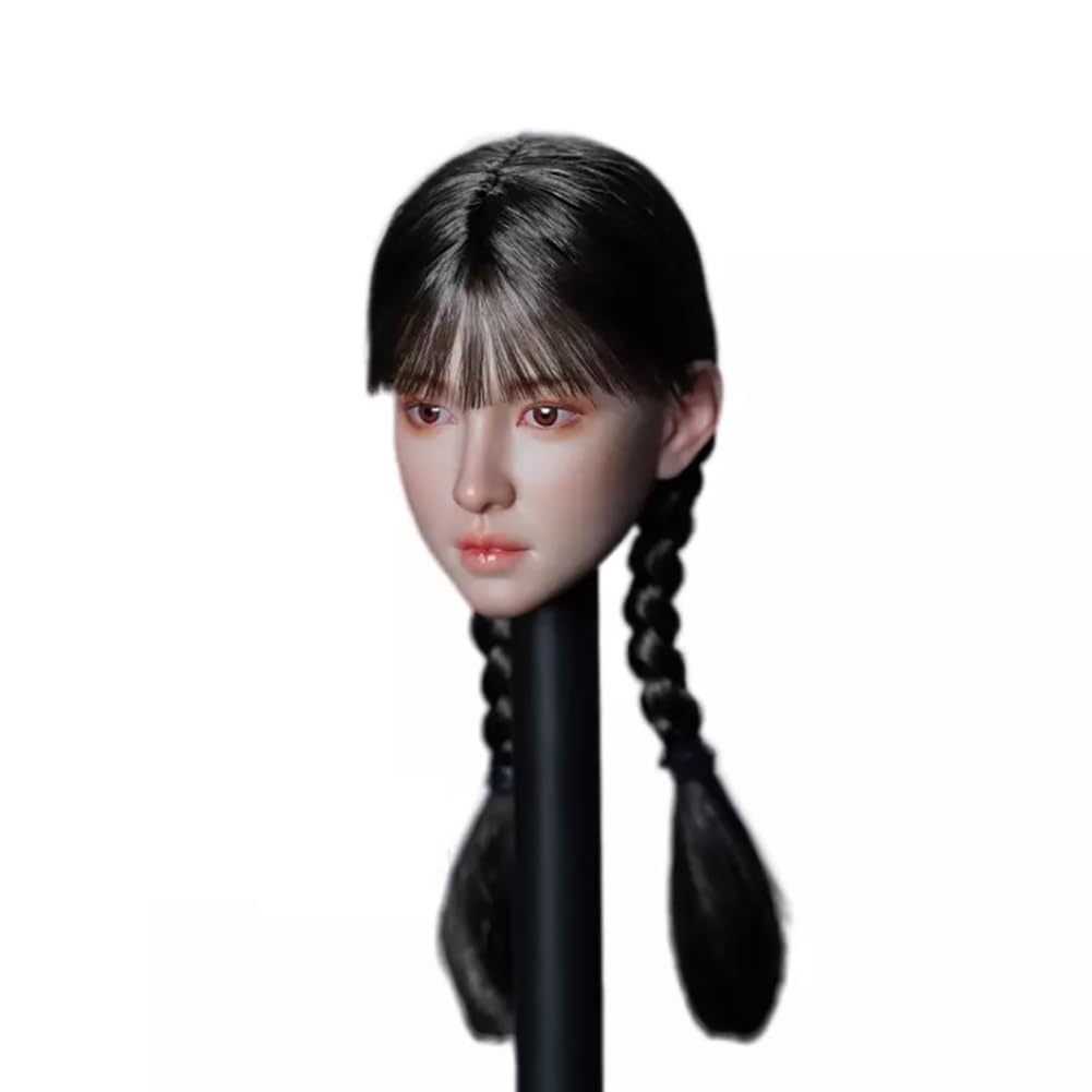 Tête de tresse 1/6 pour figurine femme asiatique noire en vitrine d'exposition et diorama