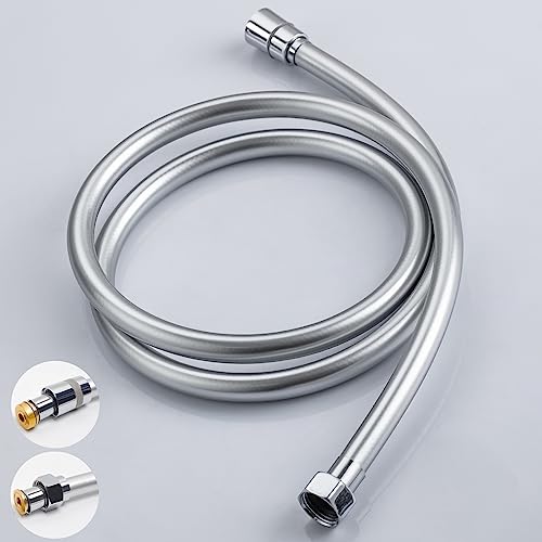 GAOZHI Flessibile doccia, 2m Tubo Doccia Flessibile In Argento PVC Di Ricambio Universale, Antipiega E A Prova Di Perdite E Resistente Ad Alta Temperatura Connettore In Ottone, Cromo