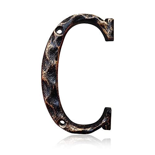 5-Inch House Numbers & Letters -Cast Iron Anti-Rust Mailbox Numbers-Address Number for Home, Office, or Business/Bronze/Letter C