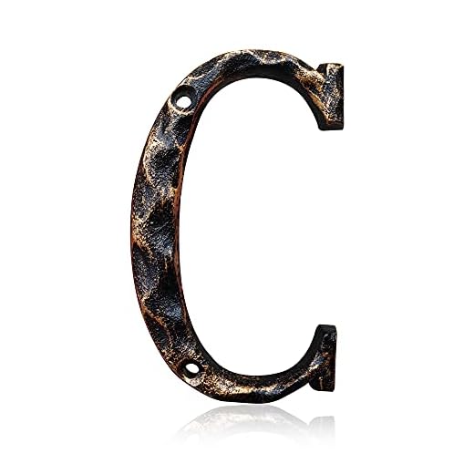 5-Inch House Numbers & Letters -Cast Iron Anti-Rust Mailbox Numbers-Address Number for Home, Office, or Business/Bronze/Letter C