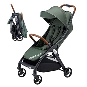 Capucci Memento Baby Stroller – Lightweight One Hand Auto Fold Compact & Self-Standing, 5 Point Safety Harness, Ample Storage, Suitable for Car Seat, Infant Stroller for Travel – Thyme Green