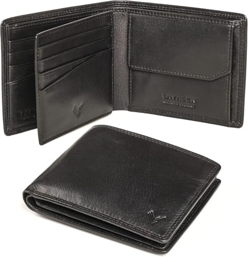 Lavalen Carteras para Hombre Piel – Hecha a Mano - Monedero Tarjetero Cuero - La Cartera Hombre Piel Genuina - Billeteras con RFID - Wallets for Men - Regalos Originales, Negro