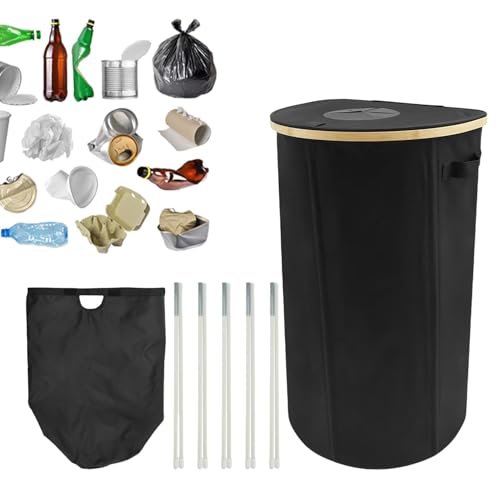 Reciclaje de contenedores para cocina, basura reciclable puede - Bin de reciclaje de telas de Oxford con interior removible y reutilizable - Reciclaje de frasco plegable de reciclaje de 26 galones par
