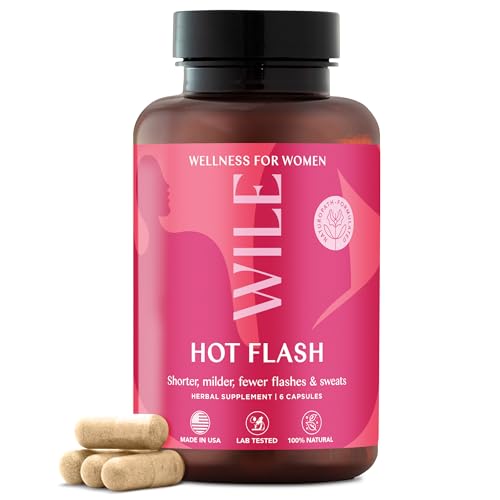 WILE Menopause and Perimenopause Supplements for Women - Hot Flashes and Night Sweats Relief with Kudzu Root - Premenopause Support for Stress, Hot Flash, Hormone Balance & Restful Sleep, 30 Servings