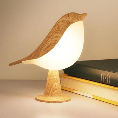 Lampe de Table Oiseau LED Sans Fil Rechargeable – Lampe de Chevet Tactile à Intensité Variable, 3 Températures de Couleur, Design Décoratif Moderne pour...