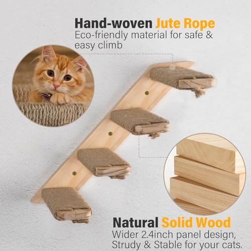 2 Pack 4 Steps Cat Wall Shelves and Stairs con cuerda sisal miniatura 6