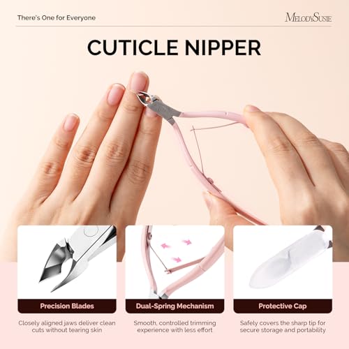 Image of Melodysusie 3Pcs Cuticle Trimmer Set, with Dual-Ended Cuticle Pusher and Cuticle Remover, Stainless Steel Nail Cuticle Nipper Set, Pedicure Manicure Tools for Home Salon