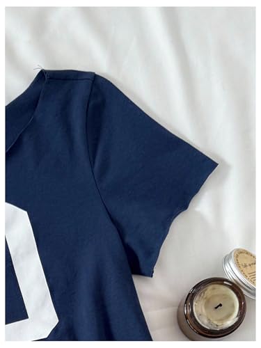 SHENHE Girl's Y2k Off The Shoulder Graphic Number Print Jersey Shirt Short Sleeve Cropped Tee3