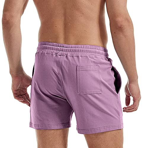 Aimpact Workout Athletic Shorts For Mens 5 Inch Bodybuilding Gym Sweat Shorts With Drawstring (Purple S) #TOP5