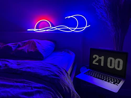 Image of LED Decorative Lights USB Mountains Sunrise Sunset Led Neon Signs Home Decoration Wall Art Holiday Gift Brightness Adjustable 16.5''x9.5''