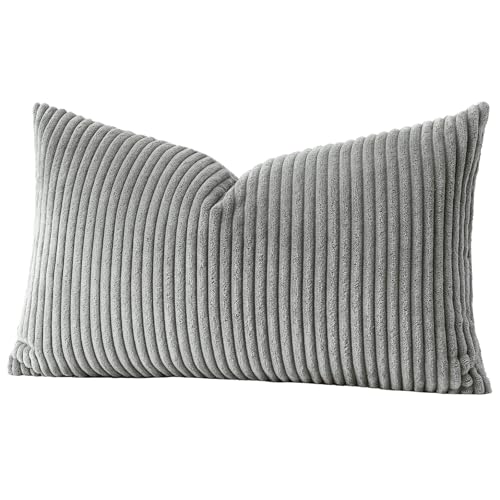 JOTOM 1 Stück Cord Kissenbezug Kissenhülle Dekorative Zierkissen Sofakissen Couchkissen Dekokissen Zierkissenbezug Deko Kissenbezüge für Sofa Wohnzimmer (40x60cm, Grau)