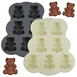 VRYNDH 2 Pièces Moule en Silicone Oursons, 3D Moule Gateau de Oursons, 7 Cavités Forme de Rainure de Ours pour Muffins, Guimauve, Gâteau au Chocolat,Pâtisserie Bonbons DIY(Noir)