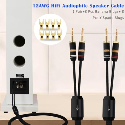 Monosaudio Lautsprecherkabel 12 Gauge wandelbar für Verstärker AV-Receiver Heim-Stereo-Soundsysteme 3 m