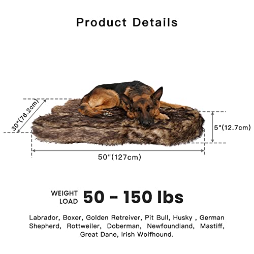 Laifug Large Faux Fur Dog Bed,5-Inch Thick Grade Orthopedic Memory Foam Dog Bed(50"X30"X5"),Removable Cover With Anti-Slip Bottom,Waterproof Liner #TOP1