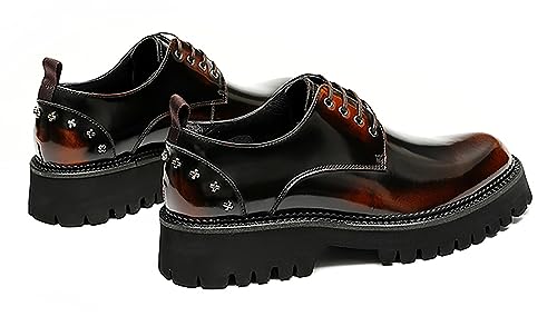 Mens Patent Leather Oxfords Fashion Dress Casual Lace Up Derby Rivets Platform Thick Sole Fashion Formal Walking Shoes for Prom Wedding Dating4