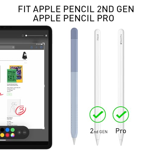Image of Delidigi for Apple Pencil Pro Case (2024) & Apple Pencil 2nd Generation Sleeve,Soft Silicone Grip Cover,Magnetic Charging Compatible,Double Tap Support,Gradient Color Design