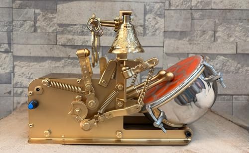 Image of Automatic Electric Mini Aarti Machine with Nagara & 2 Bells & 2 Zalar(Golden Colour) 6 inch Size for Home /Temple Satsang /Pooja Room With Adaptor