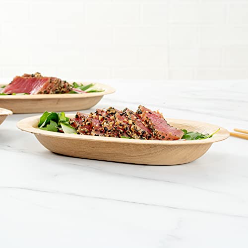 Indo 12 Ounce Palm Bowls, 100 Compostable Palm Leaf Bowls - Biodegradable, Leakresistant, Natural Palm Leaf Disposable Wooden Bowls, Oval, For Soups Or Salads - Restaurantware #TOP5