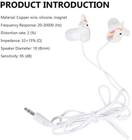 ibasenice In Ear Headphones Wired 3.5mm Cartoon Unicorn Earbuds Color Headphones Sport Earbuds for Girls Children Kids