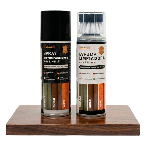 MG ARTESANOS | Kit Limpiador e Impermeabilizante para Calzado y Accesorios – Pack Spray Limpiador + Spray Protector, Especial Ante y Nobuk, Zapatillas, Botas y Bolsos