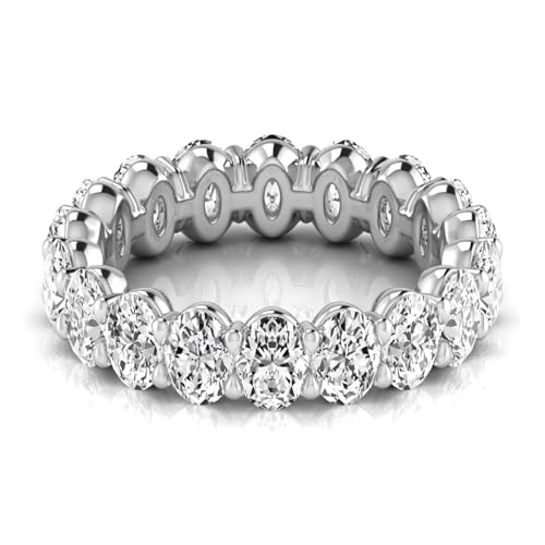 Oval Cut Lab Grown Diamond Eternity Band – Elegant & Timeless Design | 14K White Gold| E-F Color, VS-SI Clarity | 30 Day Free Return3