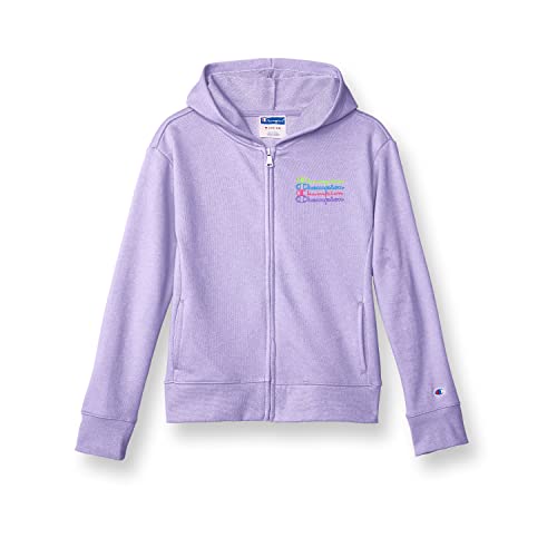 Champion Little, Full Zip Kids' Hoodie For Girls, Lightweight Sweatshirt, French Terry, Salty Purple #TOP15
