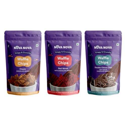 Nova Nova Waffle Chips - Classic, Double Chocolate & Red Velvet - Pack of 3 | 100% Eggless | Freshly Baked (195g) (B0CWJ3X97N) Amazon Price History, Amazon Price Tracker