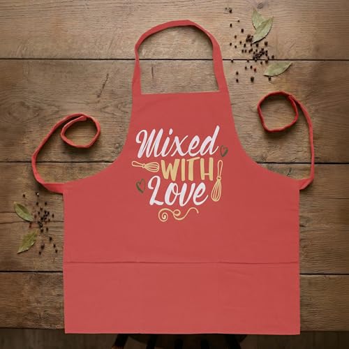 Image of Yellow Weaves Cotton Canvas Printed Kitchen Apron with Large Pockets, Cooking Apron for Men & Women, Durable Chef Apron for Cooking, Barista, Restaurant, Cafe Kitchen Apron