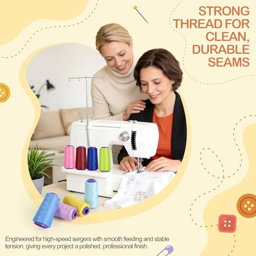 Set de 12 conos de hilo nylon para overlock, 2000 m c/u miniatura 3