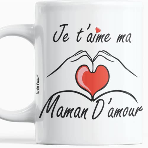 Cadeau Mug maman Mug je t'aime maman d'amour de tout mon Coeur Cadeau original pour la fête de Noël anniversaire de maman, fête de fin d'année Belle Tasse Idées cadeaux fête des meres